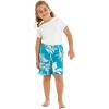 imageBoys Spandex Hawaiian Beach Board Shorts with Elastic Tie and Pocket in Crayon PalmsGray Palms in Blue