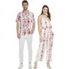 imageCouple Matching Hawaiian Luau Shirt Jumpsuit in Pink Black Hibiscus VinePink White Hibiscus Vine