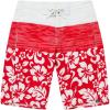 imageMens Spandex Hawaiian Beach Board Shorts with Zipped Pocket in Classic Hibiscus PrintClassic Hibiscus in Red