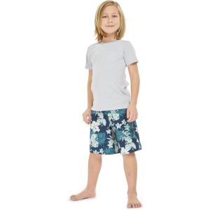 imageBoys Spandex Hawaiian Beach Board Shorts with Elastic Tie and Pocket in Faded FloralFaded Floral in Blue
