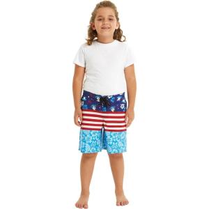 imageBoys Spandex Hawaiian Beach Board Shorts with Elastic Tie and Pocket in Faded FloralLady Liberty Luau