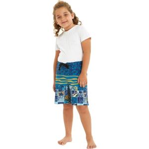 imageBoys Spandex Hawaiian Beach Board Shorts with Elastic Tie and Pocket in Faded FloralVintage Surf Blue