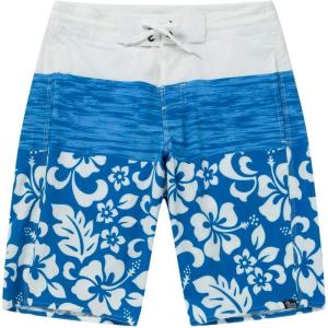imageMens Spandex Hawaiian Beach Board Shorts with Zipped Pocket in Classic Hibiscus PrintClassic Hibiscus in Blue