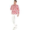 imageHawaii Hangover Mens Hawaiian Long Sleeve Shirt Aloha Shirt Flamingo in Love WhiteVintage Classic Hibiscus  Red