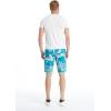 imageMens Spandex Hawaiian Beach Board Shorts with Zipped Pocket in Crayon PalmsGray Palms in Turquoise