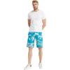 imageMens Spandex Hawaiian Beach Board Shorts with Zipped Pocket in Crayon PalmsGray Palms in Turquoise