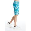 imageMens Spandex Hawaiian Beach Board Shorts with Zipped Pocket in Crayon PalmsGray Palms in Turquoise