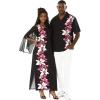 imageMatchable Couple Hawaiian Luau Men Shirt or Women Maxi Tank Dress with Sleeve in Watercolor Orchid Black PinkMen Watercolor Orchid Black Pink