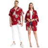 imageMatchable Couple Hawaiian Luau Shirt or Kimono in Midnight BloomMen Pineapple Garden Burgundy