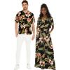 imageMatchable Couple Hawaiian Luau Shirt or Wide Legged with Pockets Jumpsuit in Rafelsia BlackWomen Rafelsia Black