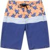 imageMens Spandex Hawaiian Beach Board Shorts with Zipped Pocket in Classic Hibiscus PrintHonu Turtles in Orange and Navy