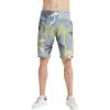 imageMens Spandex Hawaiian Beach Board Shorts with Zipped Pocket in Crayon PalmsYellow Palms in Gray