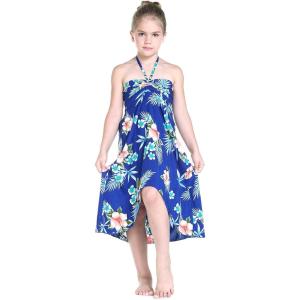 imageGirl Hawaiian Halter Dress in Hibiscus RedHibiscus Blue