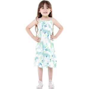 imageGirl Hawaiian Round Neck Dress in HibiscusOrchid Breeze White