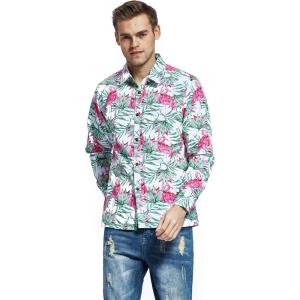 imageHawaii Hangover Mens Hawaiian Long Sleeve Shirt Aloha Shirt Flamingo in Love WhiteFlamingo in Love White