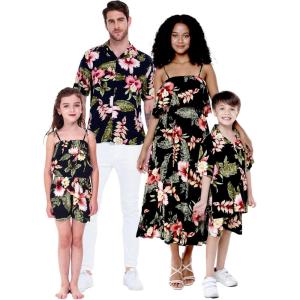 imageMatchable Family Hawaiian Luau Men Women Girl Boy Clothes in Black RafelsiaGirl Halter