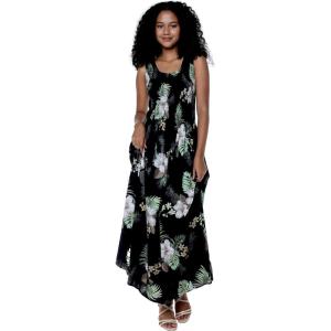 imageWomens Hawaiian Maxi Tank Elastic Luau Dress Pineapple GardenPineapple Garden Black