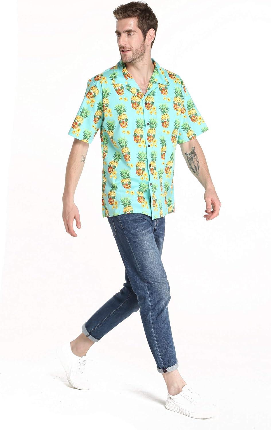 imageHawaii Hangover Mens Hawaiian Shirt Aloha Shirt Floral Edge in Assorted ColorsHalloween Pineapple Skull With Sunglasses