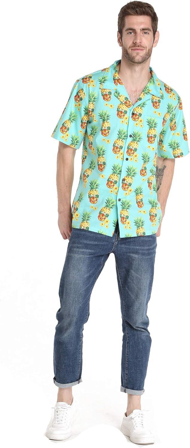 imageHawaii Hangover Mens Hawaiian Shirt Aloha Shirt Floral Edge in Assorted ColorsHalloween Pineapple Skull With Sunglasses
