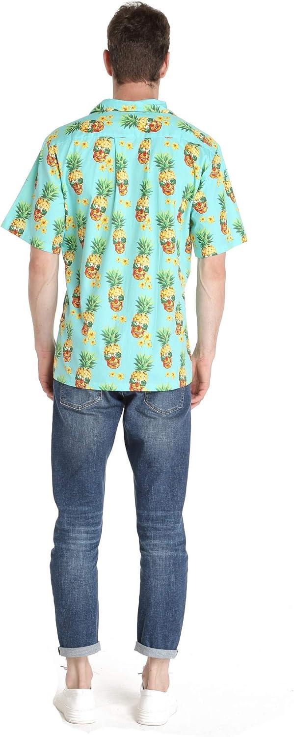 imageHawaii Hangover Mens Hawaiian Shirt Aloha Shirt Floral Edge in Assorted ColorsHalloween Pineapple Skull With Sunglasses