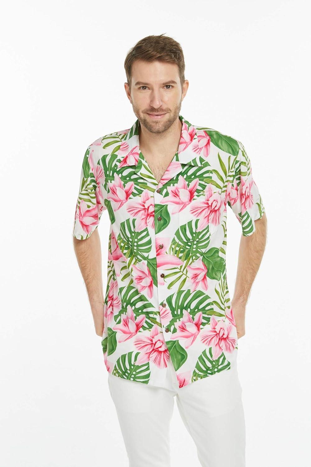 imageHawaii Hangover Mens Hawaiian Shirt Aloha Shirt Floral Edge in Assorted ColorsLotus and Orchid