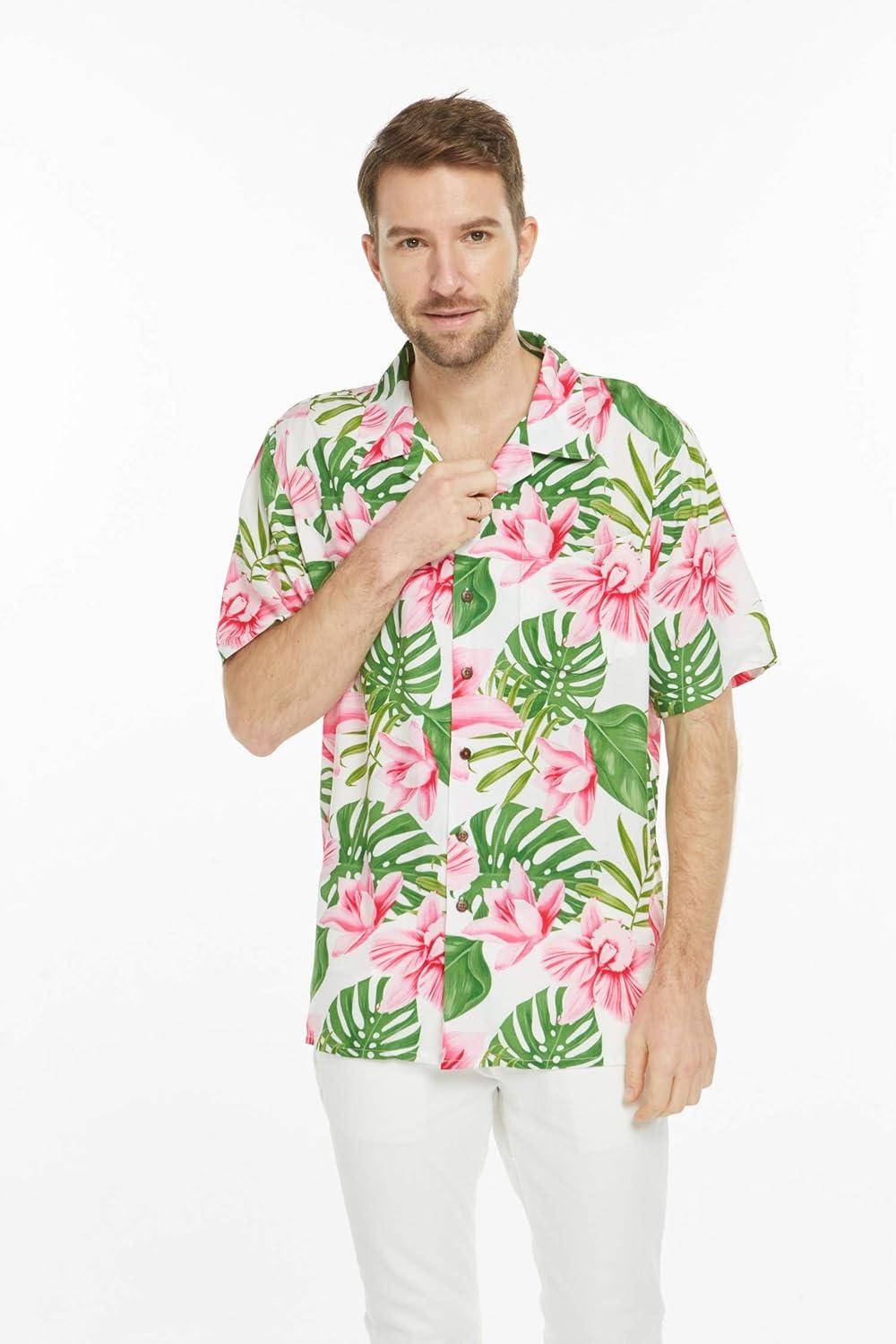 imageHawaii Hangover Mens Hawaiian Shirt Aloha Shirt Floral Edge in Assorted ColorsLotus and Orchid
