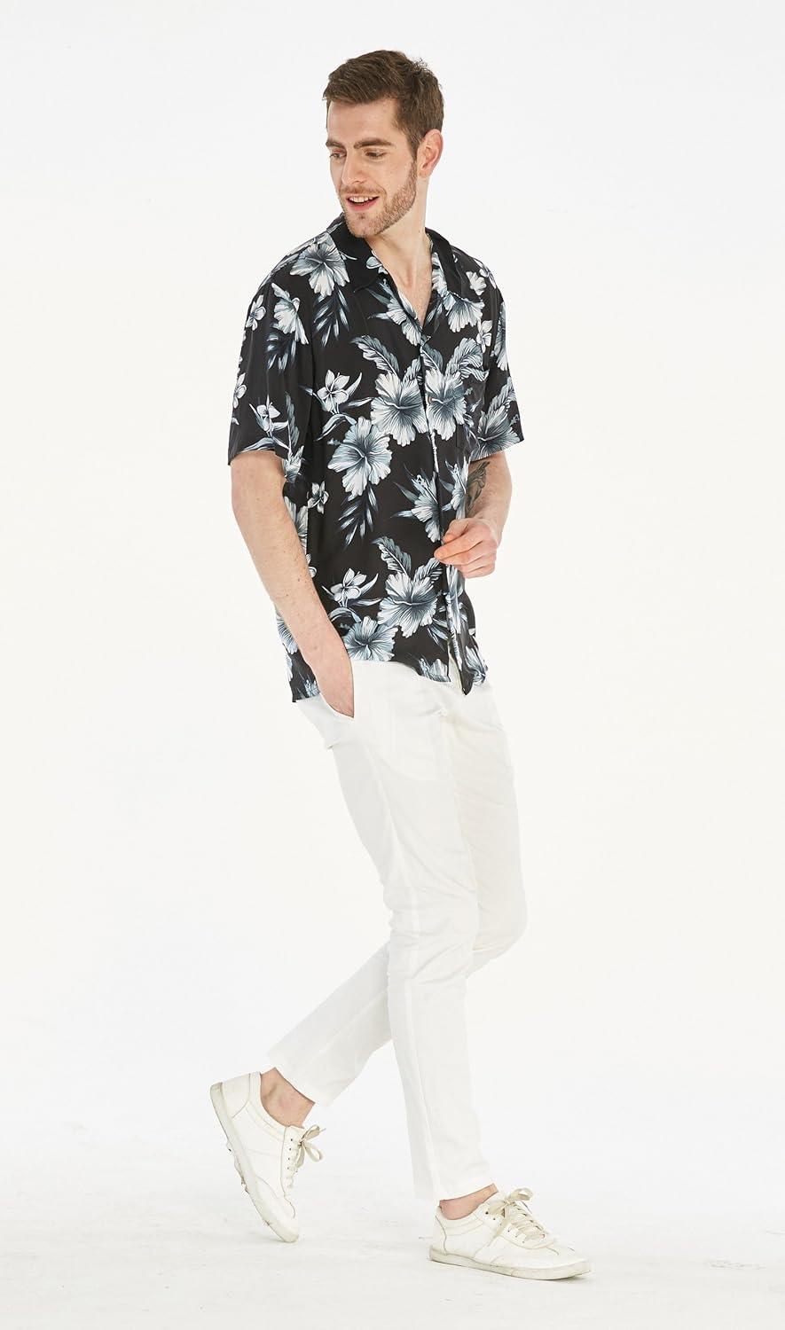 imageHawaii Hangover Mens Hawaiian Shirt Aloha Shirt Floral Edge in Assorted ColorsMidnight Bloom