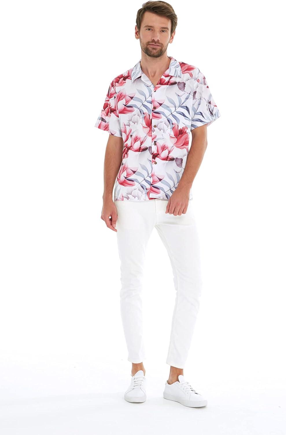 imageHawaii Hangover Mens Hawaiian Shirt Aloha Shirt Floral Edge in Assorted ColorsMisty Lotus White