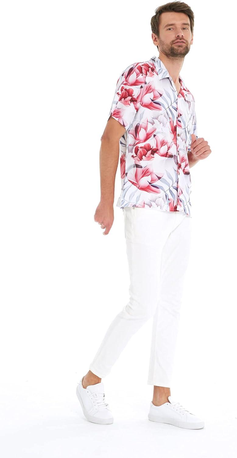 imageHawaii Hangover Mens Hawaiian Shirt Aloha Shirt Floral Edge in Assorted ColorsMisty Lotus White