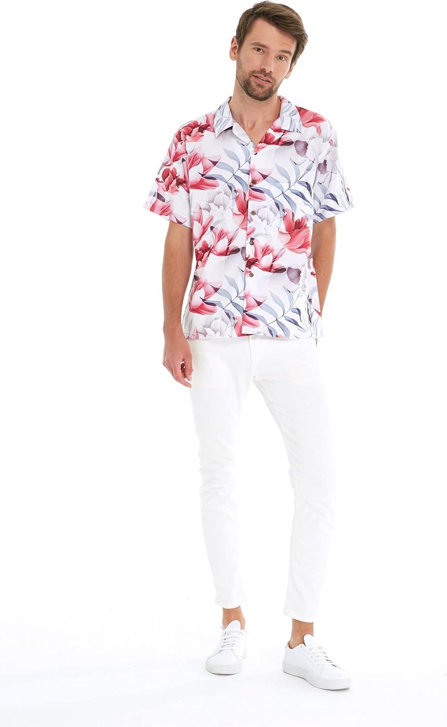 imageHawaii Hangover Mens Hawaiian Shirt Aloha Shirt Floral Edge in Assorted ColorsMisty Lotus White