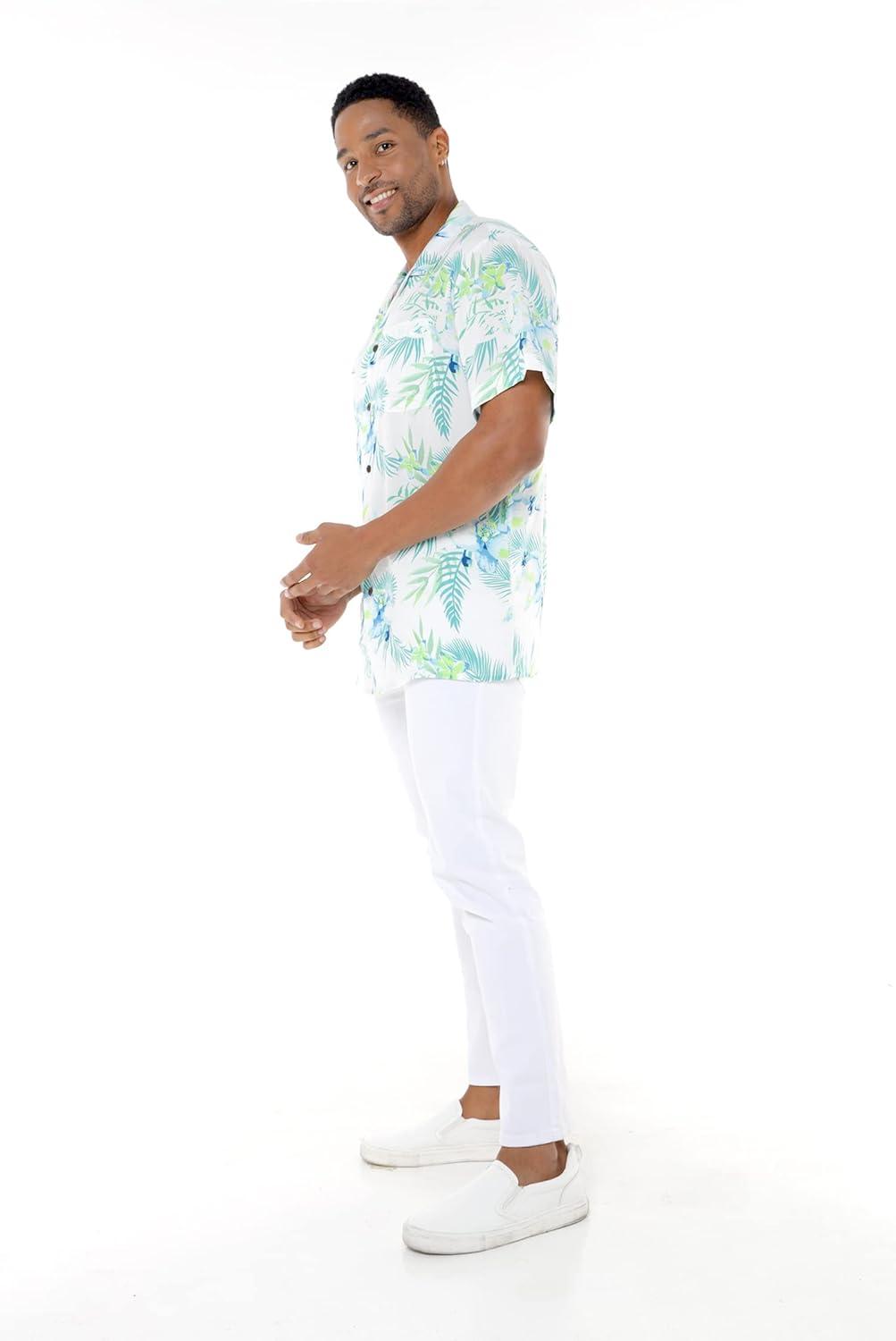 imageHawaii Hangover Mens Hawaiian Shirt Aloha Shirt Floral Edge in Assorted ColorsOrchid Breeze White