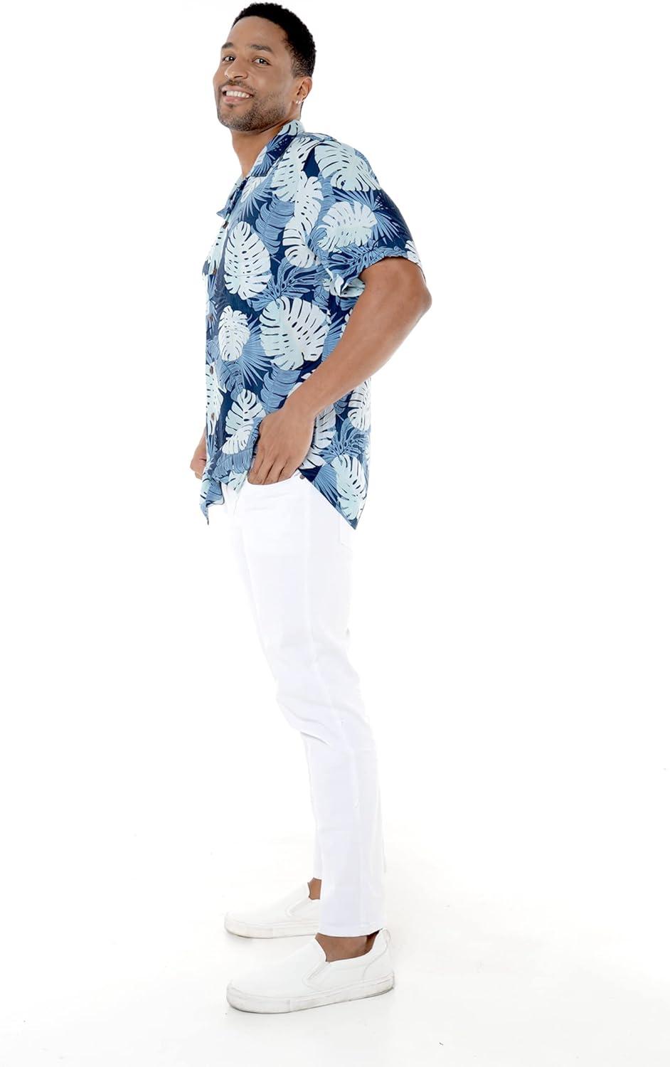 imageHawaii Hangover Mens Hawaiian Shirt Aloha Shirt Floral Edge in Assorted ColorsPacific Palm Navy