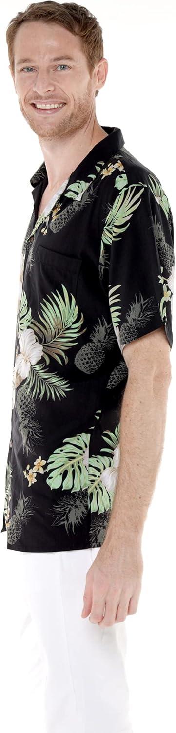 imageHawaii Hangover Mens Hawaiian Shirt Aloha Shirt Floral Edge in Assorted ColorsPineapple Garden Black