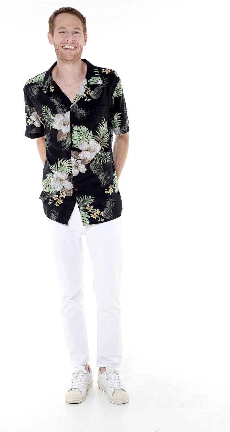 imageHawaii Hangover Mens Hawaiian Shirt Aloha Shirt Floral Edge in Assorted ColorsPineapple Garden Black