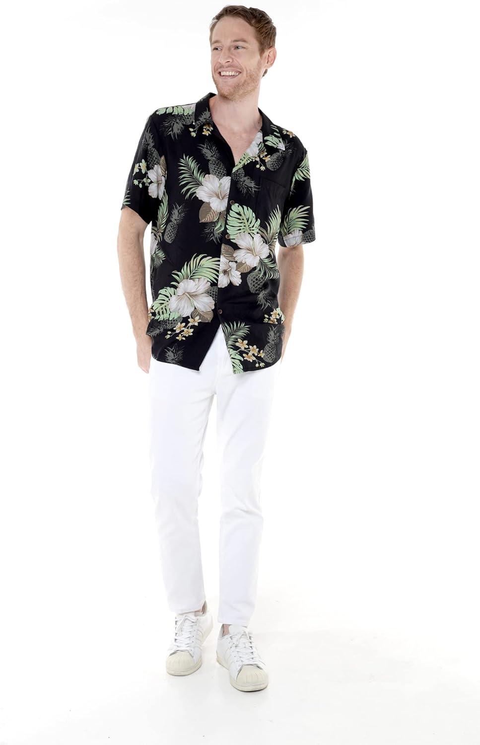 imageHawaii Hangover Mens Hawaiian Shirt Aloha Shirt Floral Edge in Assorted ColorsPineapple Garden Black