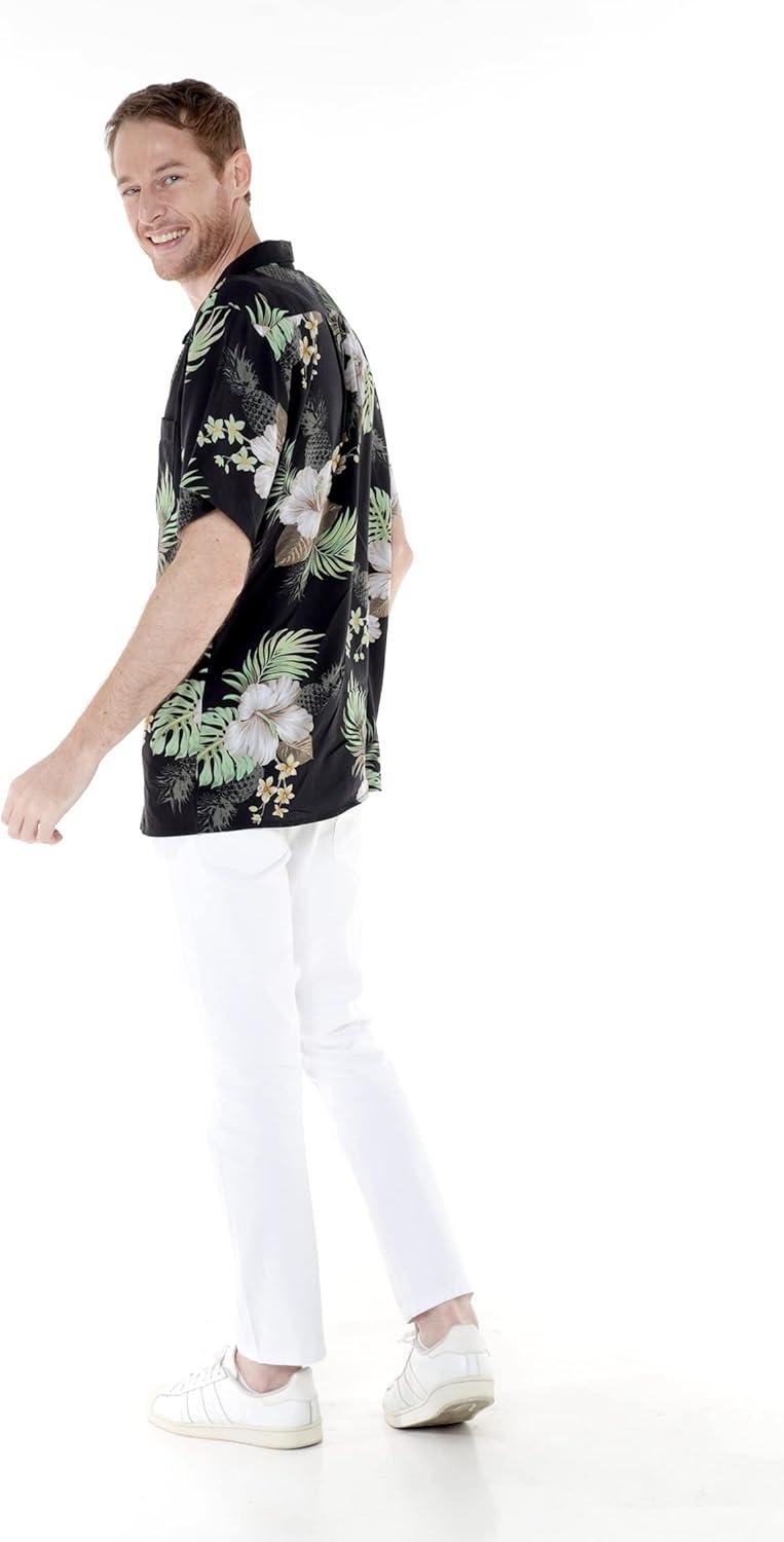 imageHawaii Hangover Mens Hawaiian Shirt Aloha Shirt Floral Edge in Assorted ColorsPineapple Garden Black