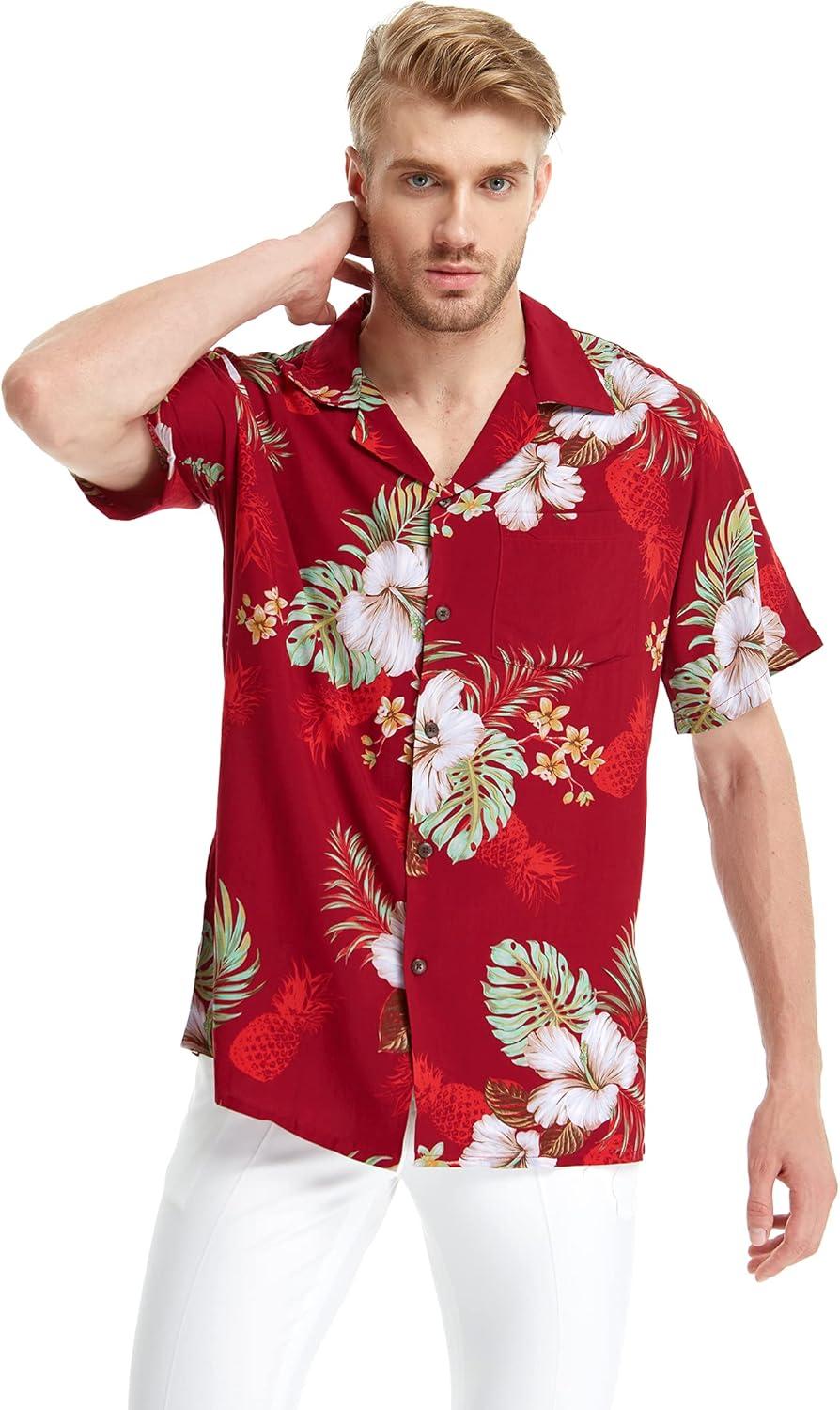 imageHawaii Hangover Mens Hawaiian Shirt Aloha Shirt Floral Edge in Assorted ColorsPineapple Garden Burgundy