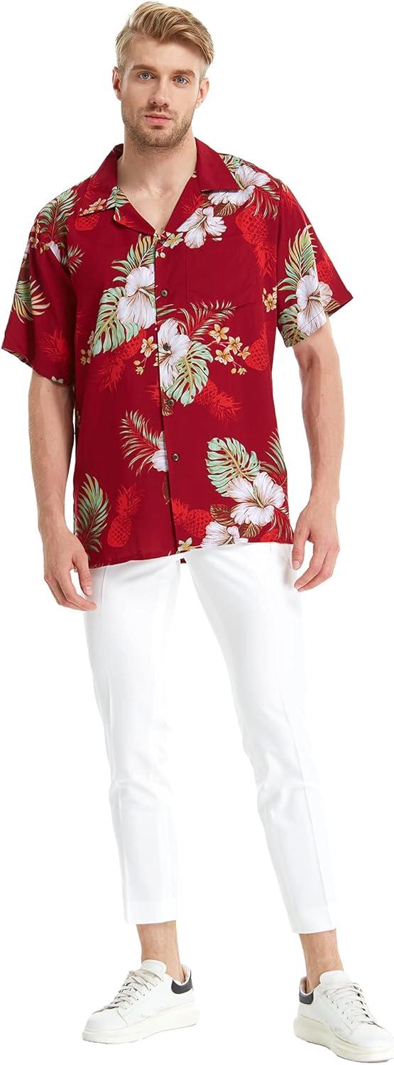 imageHawaii Hangover Mens Hawaiian Shirt Aloha Shirt Floral Edge in Assorted ColorsPineapple Garden Burgundy