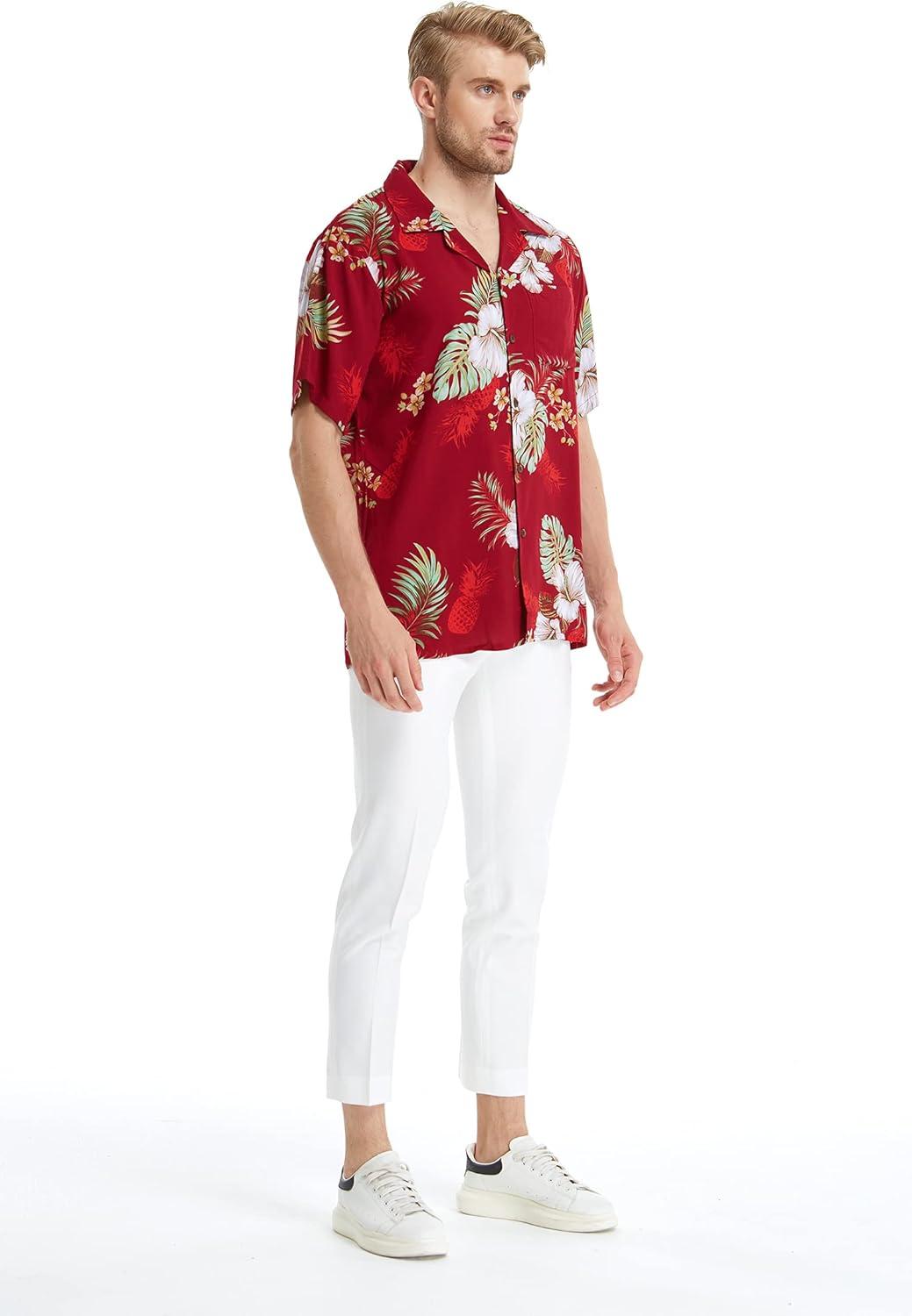 imageHawaii Hangover Mens Hawaiian Shirt Aloha Shirt Floral Edge in Assorted ColorsPineapple Garden Burgundy