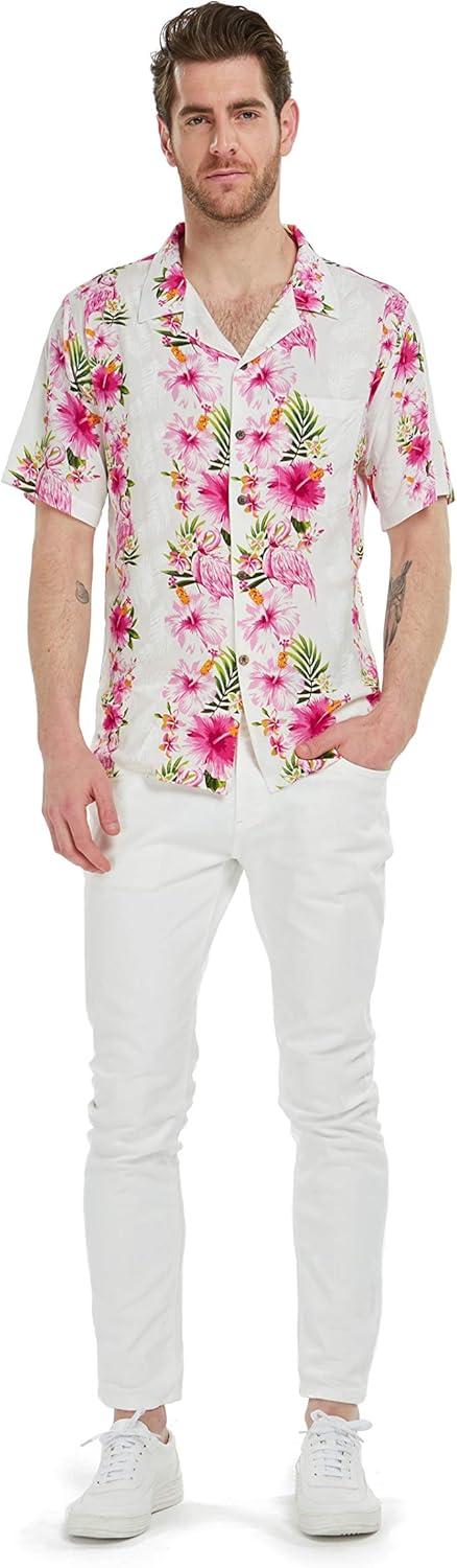 imageHawaii Hangover Mens Hawaiian Shirt Aloha Shirt Floral Edge in Assorted ColorsPink Hibiscus Vine