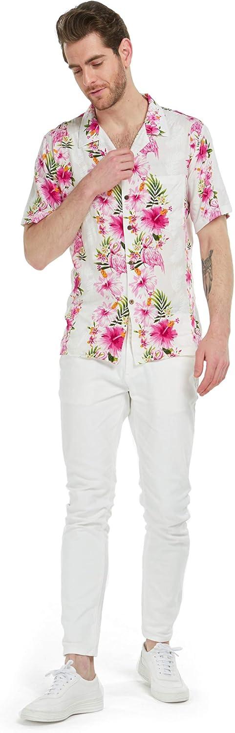 imageHawaii Hangover Mens Hawaiian Shirt Aloha Shirt Floral Edge in Assorted ColorsPink Hibiscus Vine