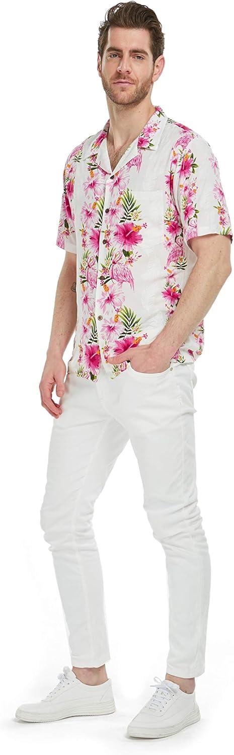 imageHawaii Hangover Mens Hawaiian Shirt Aloha Shirt Floral Edge in Assorted ColorsPink Hibiscus Vine