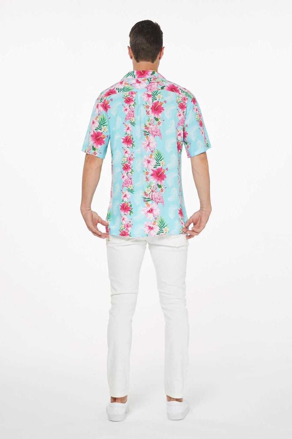 imageHawaii Hangover Mens Hawaiian Shirt Aloha Shirt Floral Edge in Assorted ColorsPink Turquoise Hibiscus Vine
