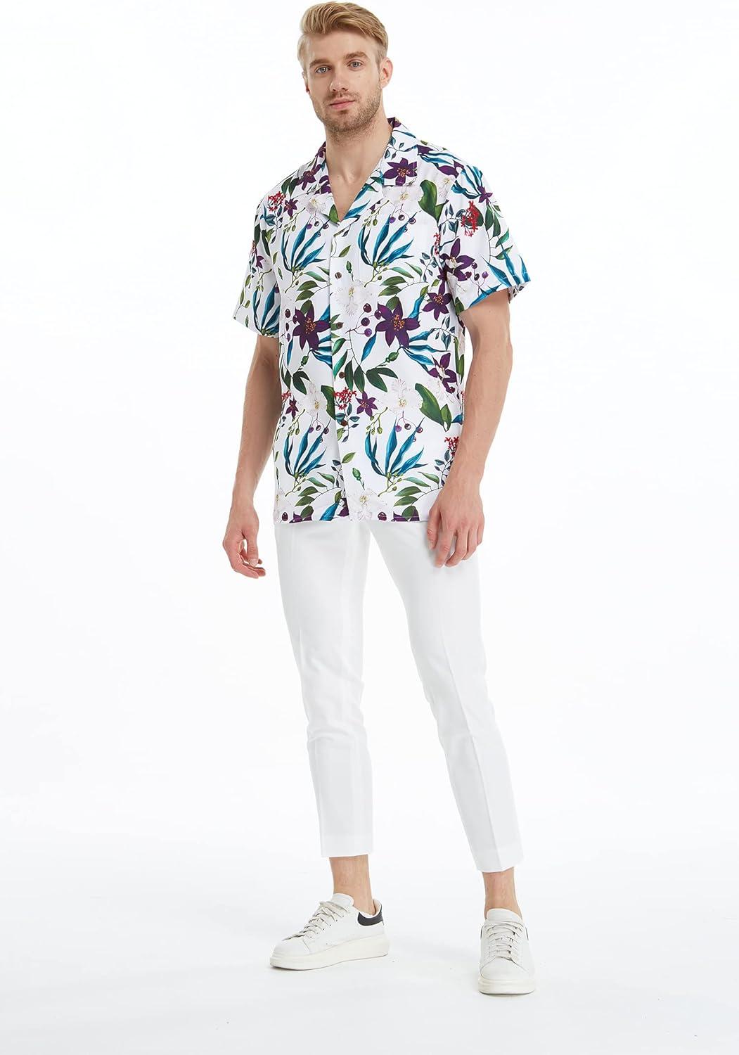 imageHawaii Hangover Mens Hawaiian Shirt Aloha Shirt Floral Edge in Assorted ColorsPurple Orchid