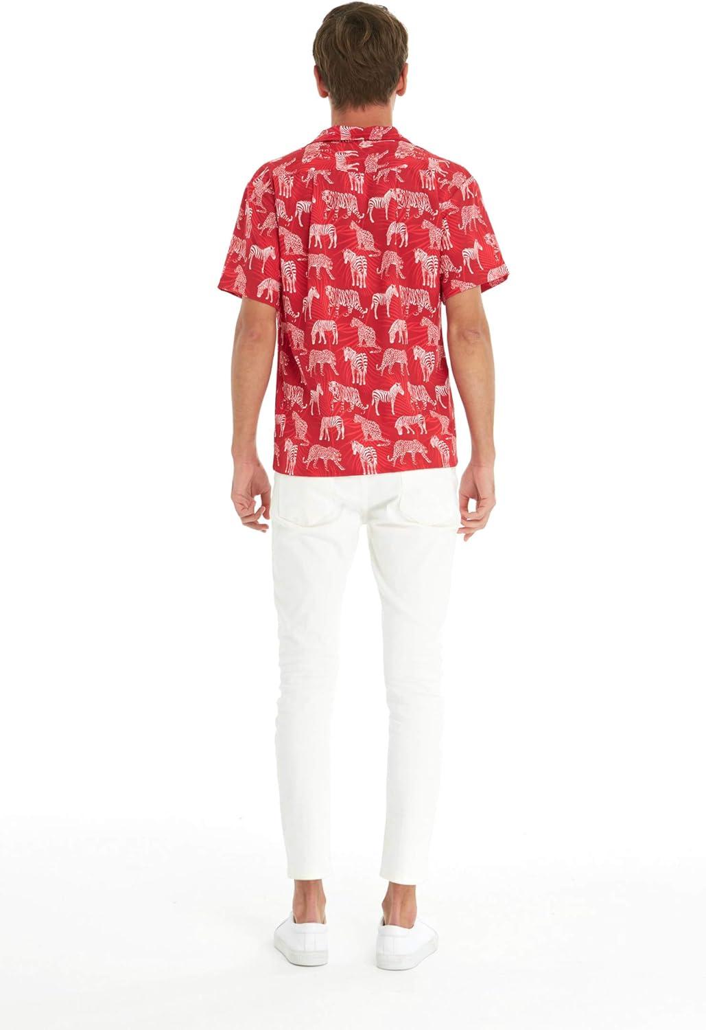 imageHawaii Hangover Mens Hawaiian Shirt Aloha Shirt Floral Edge in Assorted ColorsTropical Jungle Red