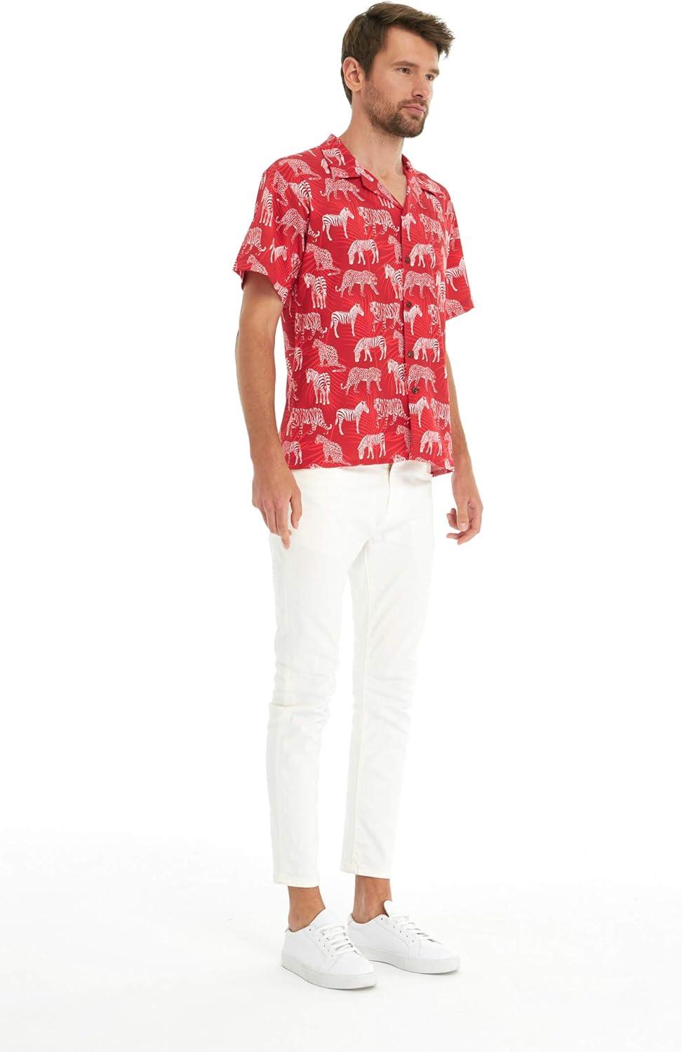 imageHawaii Hangover Mens Hawaiian Shirt Aloha Shirt Floral Edge in Assorted ColorsTropical Jungle Red