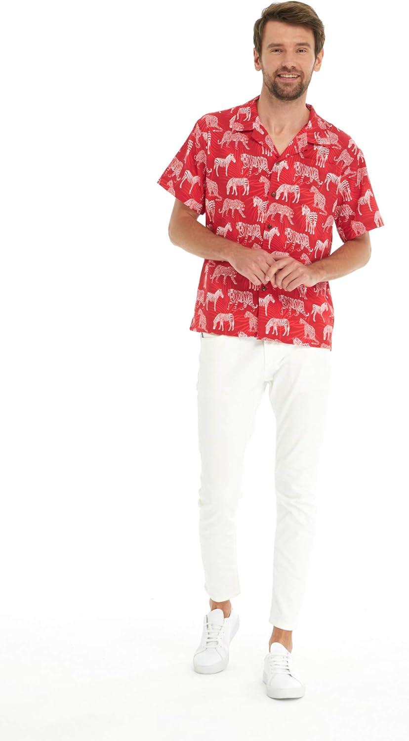 imageHawaii Hangover Mens Hawaiian Shirt Aloha Shirt Floral Edge in Assorted ColorsTropical Jungle Red