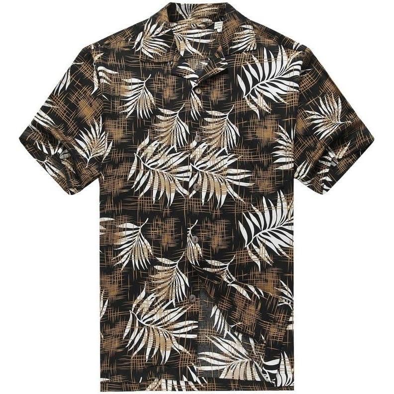 imageHawaii Hangover Mens Hawaiian Shirt Aloha Shirt Floral Edge in Assorted ColorsLeaves in Black