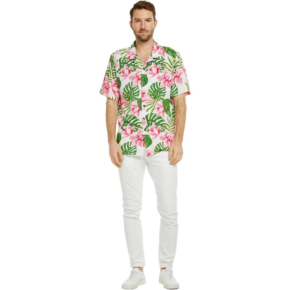 imageHawaii Hangover Mens Hawaiian Shirt Aloha Shirt Floral Edge in Assorted ColorsLotus and Orchid