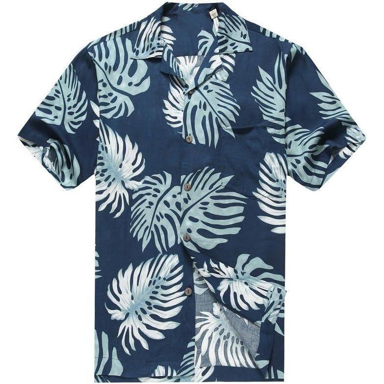 imageHawaii Hangover Mens Hawaiian Shirt Aloha Shirt Floral Edge in Assorted ColorsPalm Leaves in Blue